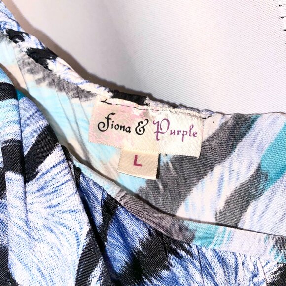 Fiona & Purple Y2K One Shoulder Blue & Black Top Size Large - Picture 3 of 6